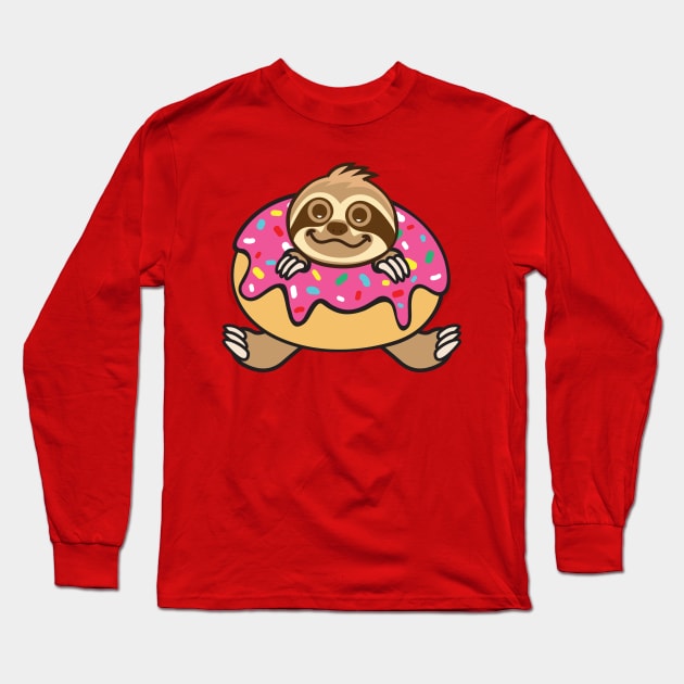 Sloth donut Long Sleeve T-Shirt by Plushism